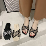 Fligmm Size 42 Online Celebrity Slippers Women Wear 2024 New Summer Fashion Flat-Soled Sandals 41