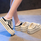 Fligmm Slippers Women Wear 2024 New Canvas Shoes Without Heels And Semi-Support Online Celebrities Lazy Half-Dragged Thick Soles Cool Slippers