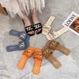 Fligmm Summer New Online Celebrity Flat-Bottomed Sandals And Slippers For Women Wearing Fashionable Metal Buckles Retro Ins Trend