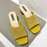 Fligmm Heel Sandals And Slippers For Women In Summer 2024, The New Korean Version Of Flying Weave Wears A Word Of Fashion For Women's Sandals And Slippers.