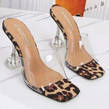 Fligmm Size Crystal Slippers Women Wear The Word Transparent Band Leopard Pattern Hate The Sky Cool Slipper Girl