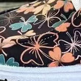 Fligmm New Fashionable Canvas Shoes Tie Colors In Front Of The Printed Round Head, And The Lady Pedals Lazy Shoes.