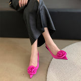 Fligmm High-Heeled Shoes Shallow Mouth Single Shoes 2024 Spring And Summer New Baotou Flowers Decorated With Thin Heels And Empty Sandals