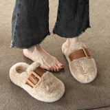 Fligmm Out Baotou Slippers Thick-Soled Wool Slippers Women Wear 2024 Autumn And Winter New Cotton Slippers Ins