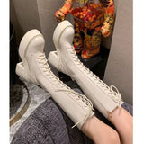 Fligmm Chao Super Hot Girls Fried Street Boots Knight Boots 2024 Autumn And Winter Style Minority Design Thick-Soled High-Heeled Boots