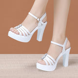 Fligmm Heels, Thick Heels, Fish Mouth Sandals, Women's 2024 Summer New Thick Soles With White Large Soft Soles Open Toe Sandals