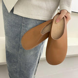 Fligmm Fashion Baotou Semi-Slippers Women Wear Flat Soles 2024 Spring / Summer Soft Leather Comfortable Round Head Muller Shoes