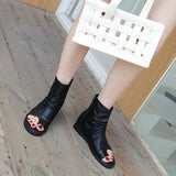 Fligmm Sandals Women's Summer Style Heightened Black Set Toe Women's High-Top Women's Shoes Roman Shoes