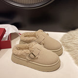 Fligmm Version Of Muffin Thick-Soled Woolen Shoes Women In 2024 Winter New Snow Boots Wearing Warm And Velveteen Semi-Slippers