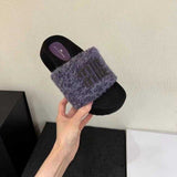 Fligmm Women's High-End Hairy Slippers Wear 2024 New Autumn And Winter Cotton Slippers.