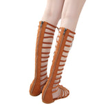 Fligmm Sandals, Long Shoes, Spot Bohemian Hollowed-Out Comfortable Student Ladies Strapped Flat Roman Sandals