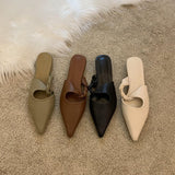 Fligmm Spring Style Baotou Semi-Drag Fashion Temperament Pointy Single Shoes Flat-Soled Slippers Liao Le Slippers Women's Shoes