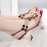 Fligmm New Diamond Sandals Women Wear Comfortable Korean Crystal High-Heeled Shoes With Diamond Heels In Summer