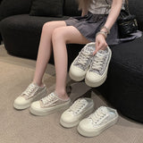 Fligmm Semi-Slippers Small White Shoes Children's New Korean Version Of Ins Female Students' Leisure Sports Board Shoes In Spring