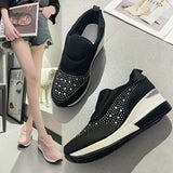 Fligmm New Large Size Women's Shoes With Thick Glitter, Solid Color Cover, Breathable Feet, Light And High Inside.