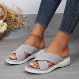 Fligmm Summer New Flat Heel Fish Mouth Cool Drag Thick Soles Large Size Flying Woven Cross Women's Slippers From Stock