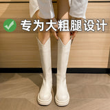 Fligmm Legs Mm But Knee Boots Women's 2024 New Thick Soles Show Thin Legs Long And Tall Knight Boots