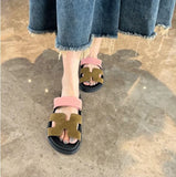 Fligmm Yinyin's Second Uncle Slippers ~ Summer New Velcro Leisure Thick Soles H Slippers Women's Flip-Flops Wear Outside In Summer