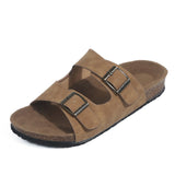 Fligmm New Cork Slippers Male And Female Suede Slippers Lovers Sandal Shoes Belt Buckle