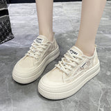 Fligmm Shoes Women's Summer Thin Net Breathable Fisherman's Shoes 2024 New Lace Casual White Shoes