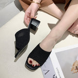 Fligmm Heel Sandals And Slippers For Women In Summer 2024, The New Korean Version Of Flying Weave Wears A Word Of Fashion For Women's Sandals And Slippers.