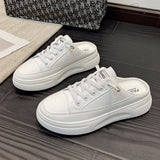 Fligmm Semi-Slippers Women Wear Online Celebrity Ins Students' Korean Version In Spring 2024 With A Pair Of Breathable White Shoes.