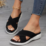 Fligmm Summer New Flat Heel Fish Mouth Cool Drag Thick Soles Large Size Flying Woven Cross Women's Slippers From Stock