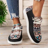 Fligmm Spring New Laced Canvas Loafers, Women's Shoes, Flat-Soled Casual Shoes, Ladies' Cloth Shoes, Mother's Shoes.