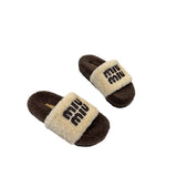 Fligmm Women's 2024 New M-Shaped Lamb Wool Slippers ~ Autumn And Winter Tide Brand Warm Cotton Slippers