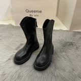 Fligmm Women With Long Boots 2024 New Boots Autumn And Winter Knight Boots Fat Mm Thick Legs Thick Soles But Knee-Length Women's Boots