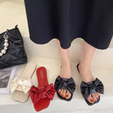 Fligmm Flat-Soled Slippers Women Wear 2024 Summer New Korean Version Of Bowknot Slippers