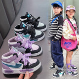 Fligmm Casual Shoes Help Children's Sports Shoes 2024 Autumn New Soft-Soled Board Shoes Boys' High-Top Running Shoes