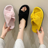 Fligmm Flat Soles And Wear A Word Flip-Flop Four Seasons New Butterfly Indoor Soft Soles Comfortable Ladies Cotton Slippers