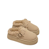 Fligmm Version Of Muffin Thick-Soled Woolen Shoes Women In 2024 Winter New Snow Boots Wearing Warm And Velveteen Semi-Slippers