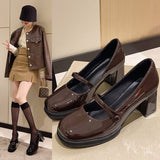 Fligmm High-Heeled Fairy Mary Jane Shoes Spring 2024 New Vintage Medium-Heeled JK Shoes Lori Black Single Shoes