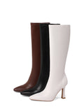 Fligmm Design! Very Comfortable ~ Brown Pointed High Heels But Thin Knees, Skinny Boots, Thin Heels, High Elastic Boots