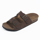 Fligmm New Cork Slippers Male And Female Suede Slippers Lovers Sandal Shoes Belt Buckle