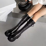 Fligmm Chao Super Hot Girls Fried Street Boots Knight Boots 2024 Autumn And Winter Style Minority Design Thick-Soled High-Heeled Boots