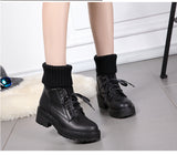 Fligmm Martin Boots Girls College Style Students Non-Slip Thick Soles Plush Warm Wool Rice White Large Size Short Boots