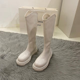 Fligmm Women With Long Boots 2024 New Boots Autumn And Winter Knight Boots Fat Mm Thick Legs Thick Soles But Knee-Length Women's Boots