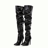 Fligmm Autumn And Winter Fashionable High-Heeled Boots, High-Legged Women's Boots, Folding And Stacking Knee Boots.