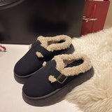 Fligmm Version Of Muffin Thick-Soled Woolen Shoes Women In 2024 Winter New Snow Boots Wearing Warm And Velveteen Semi-Slippers