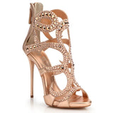 Fligmm Sexy Luxury High-Heeled Sandals Stilettos Banquet Party Shoes Gold Champagne Diamond