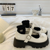 Fligmm Mouth New Women's Style Spring Thick-Soled Shoes Mary Jane Female Baitai College Style Retro 2024 Small Leather Shoes