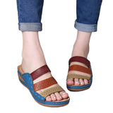 Fligmm Sandals 2024 Summer New Slope Heel Color One-Word Women's Sandals Wish Out Of Stock