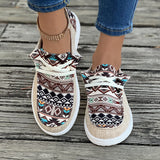 Fligmm Spring New Laced Canvas Loafers, Women's Shoes, Flat-Soled Casual Shoes, Ladies' Cloth Shoes, Mother's Shoes.