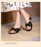 Fligmm The New Summer Style Simple High-Heeled Flip-Flops, Cats And High-Heel Shoes French Women Wear Semi-Slippers