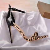 Fligmm Summer New Large-Size Sexy Leopard Print Pointed Thin High-Heeled Lady Sandals