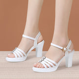 Fligmm Heels, Thick Heels, Fish Mouth Sandals, Women's 2024 Summer New Thick Soles With White Large Soft Soles Open Toe Sandals