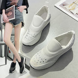 Fligmm New Large Size Women's Shoes With Thick Glitter, Solid Color Cover, Breathable Feet, Light And High Inside.